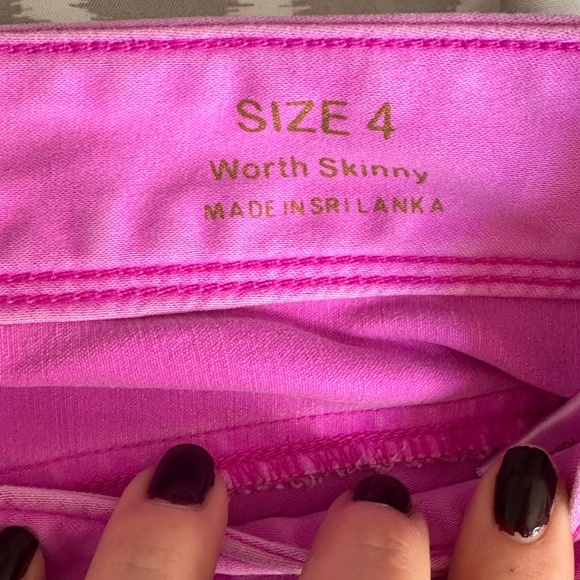 Lilly Pulitzer Bright Barbie Pink Worth Skinny Jeans Size 4 Super Soft Denim - Picture 7 of 10